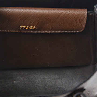 Prada Saffiano Cuir Large Double Bag Cacao 17 of 24