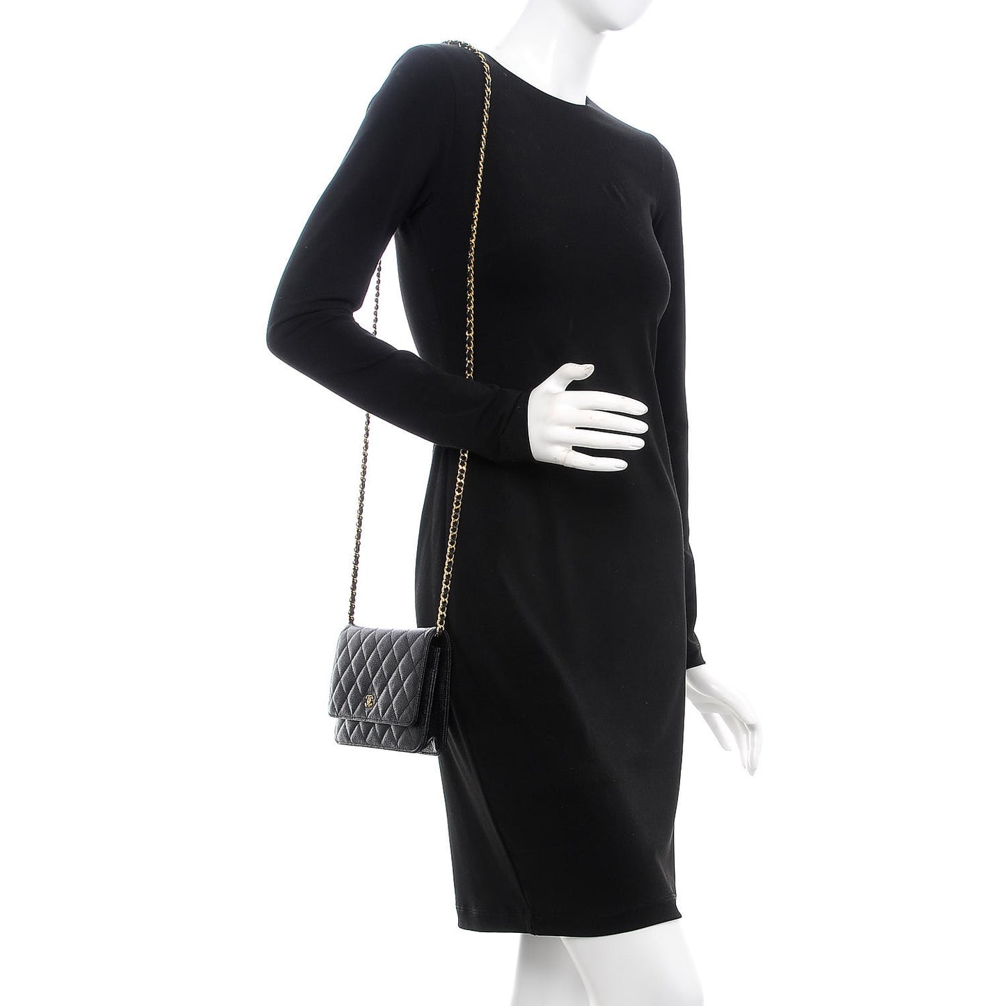 Caviar Quilted Wallet On Chain WOC Black