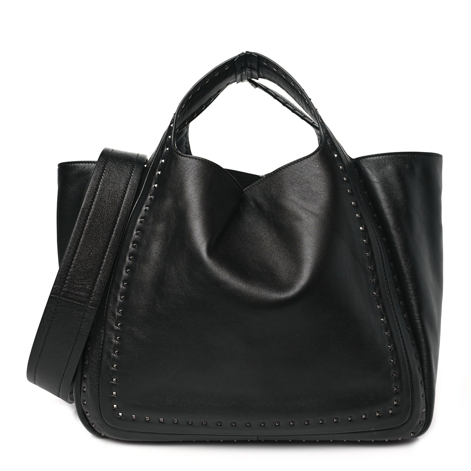 Valentino Garavani Calfskin Rockstud Hobo Tote Black 1 of 10