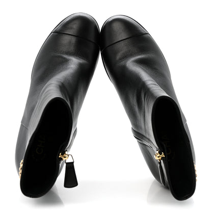 Chanel Calfskin CC Ankle Boots 40 Black 2 of 11