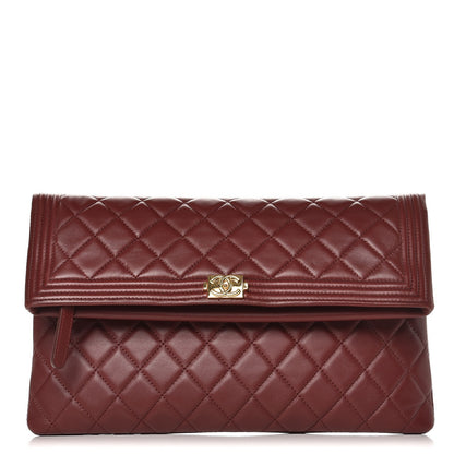 Chanel Lambskin Quilted Beauty CC Boy Clutch Red 1 of 7