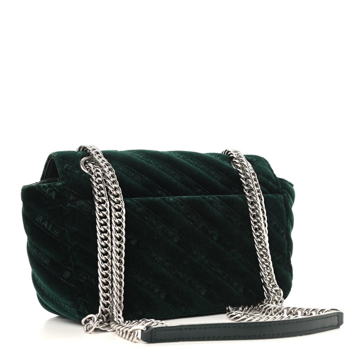 Velvet Logo Matelasse S BB Round Shoulder Bag Vert Emeraude