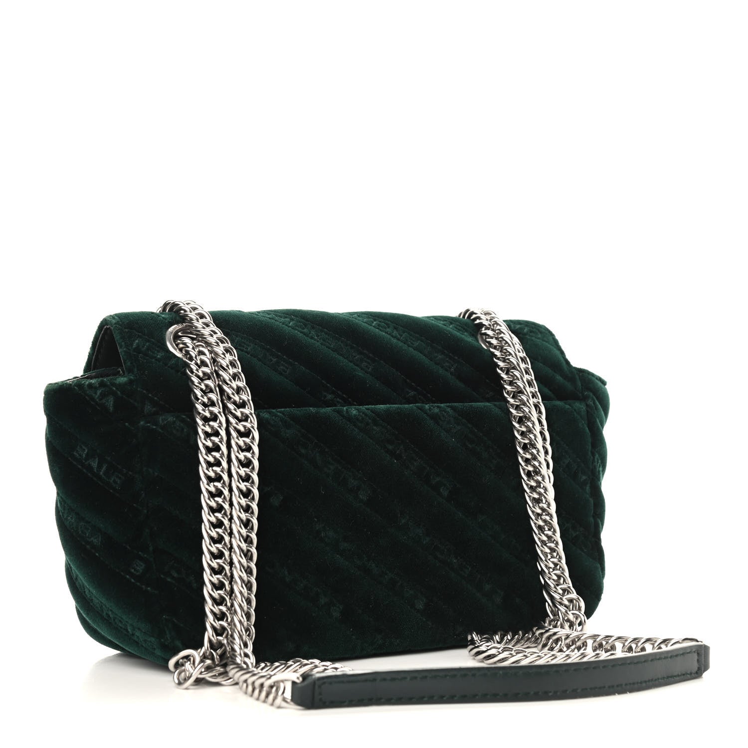 Balenciaga Velvet Logo Matelasse S BB Round Shoulder Bag Vert Emeraude 3 of 9