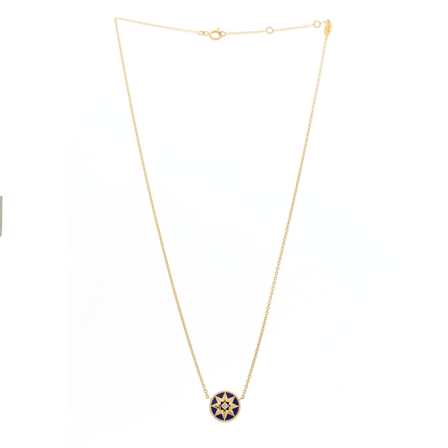 Christian Dior 18K Yellow Gold Diamond Lapis Lazuli Rose Des Vents Necklace 3 of 6