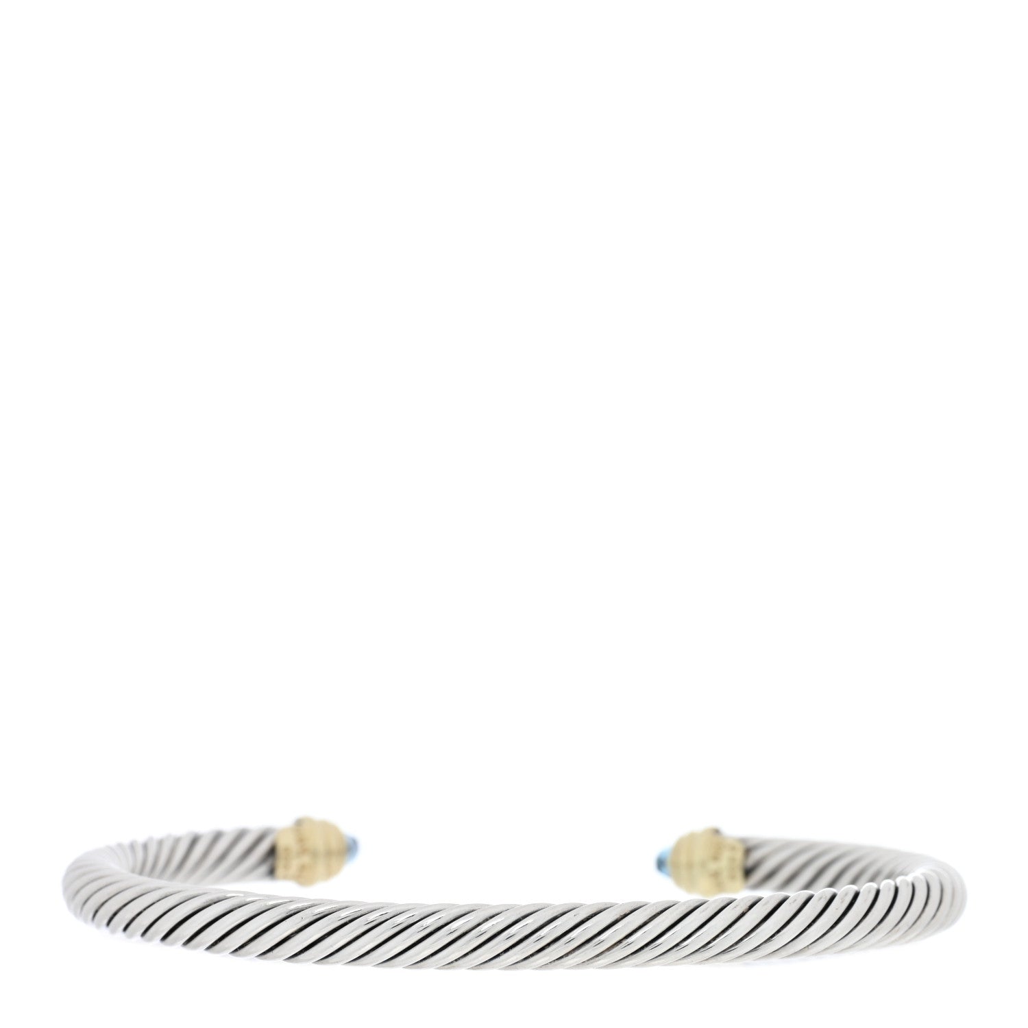 David Yurman Sterling Silver 14K Yellow Gold Blue Topaz 5mm Cable Classics Petite Color Bracelet 2 of 3