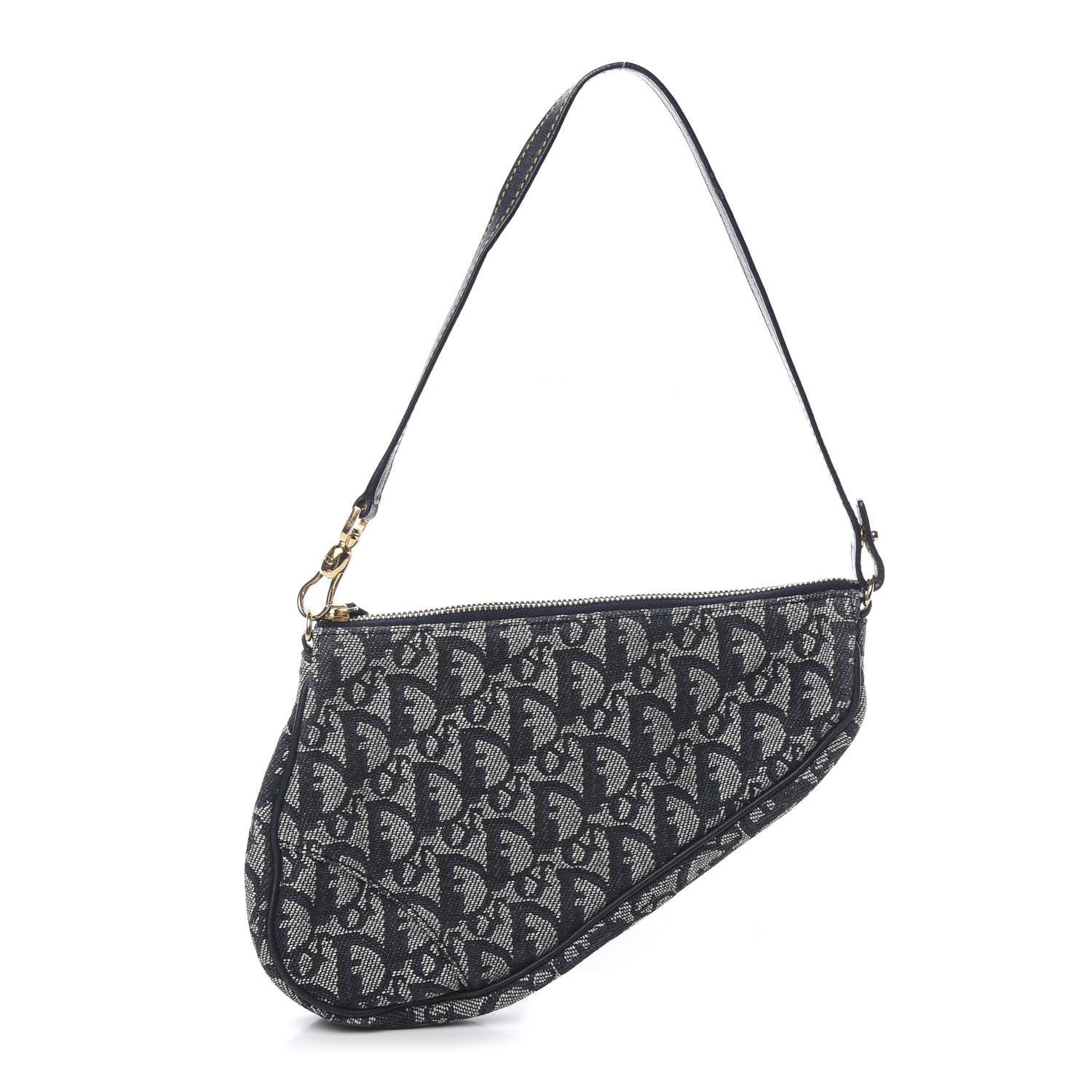 Christian Dior Monogram Mini Saddle Pochette Navy 1 of 9