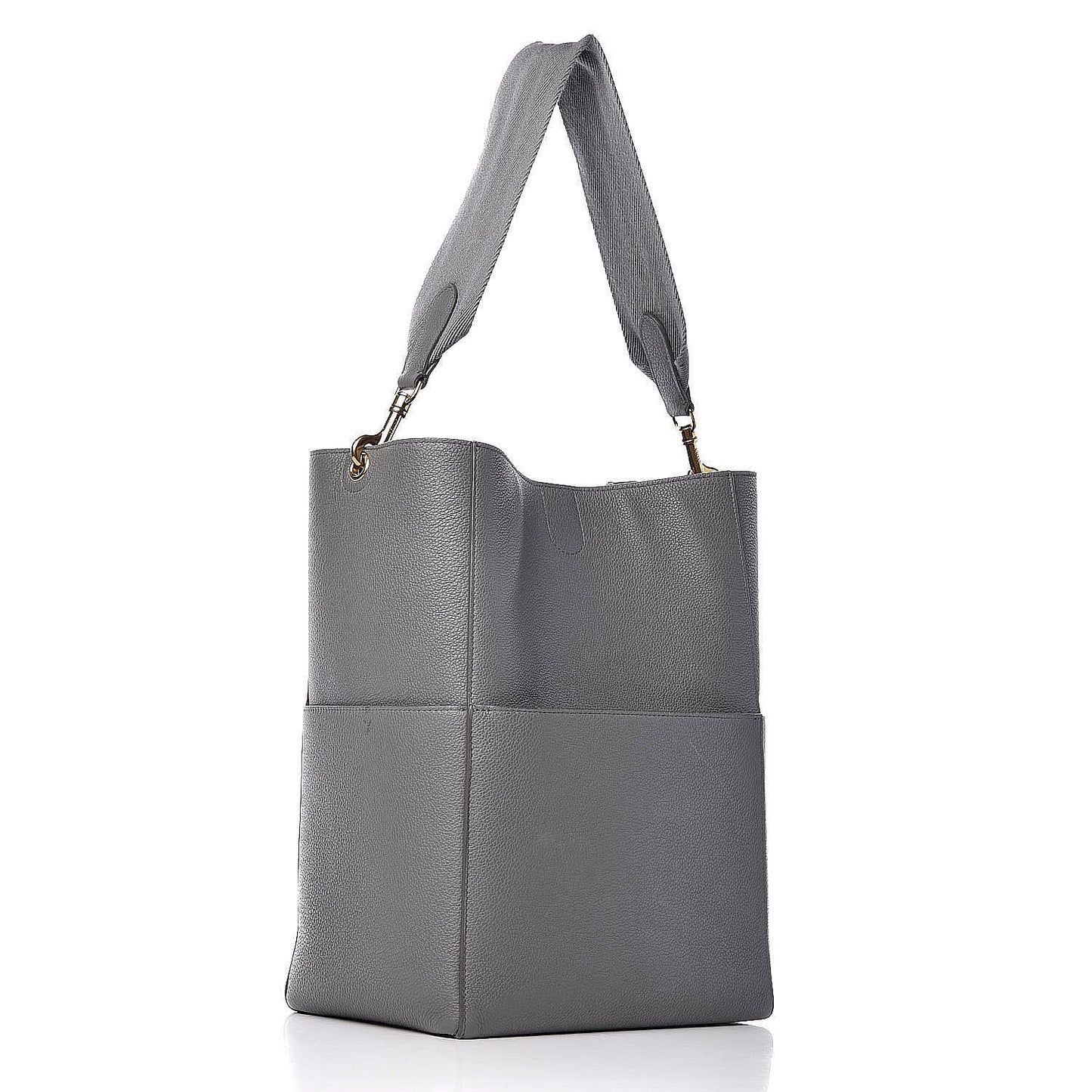 Soft Grained Calfskin Sangle Bucket Bag Storm