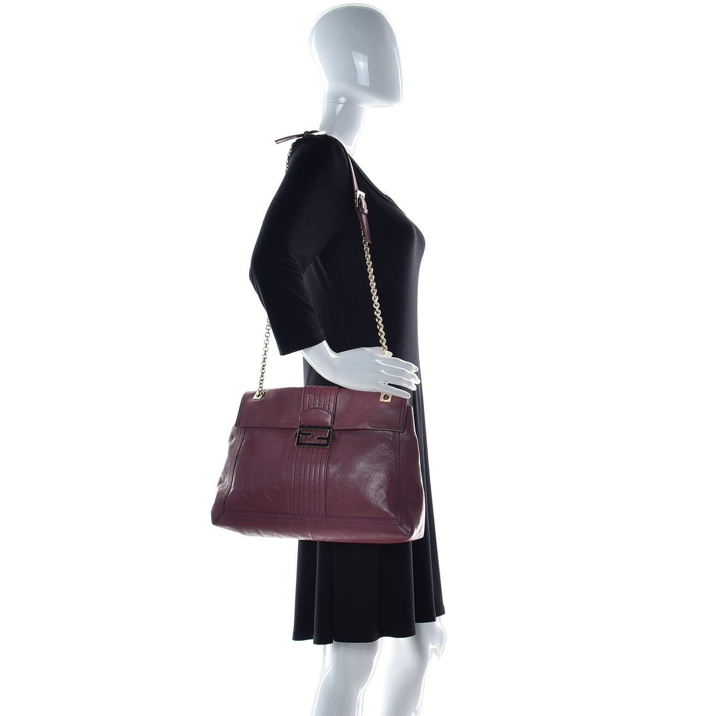 Vitello Acqua Maxi Baguette Shoulder Bag Malva