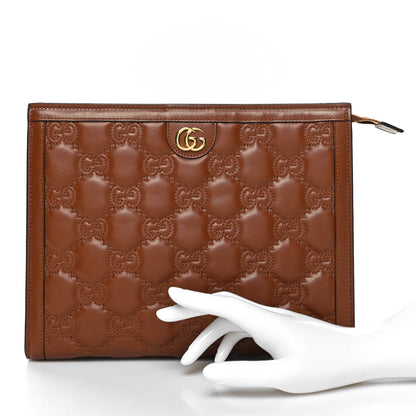 Gucci Calfskin GG Matelasse Pouch Brown 2 of 10