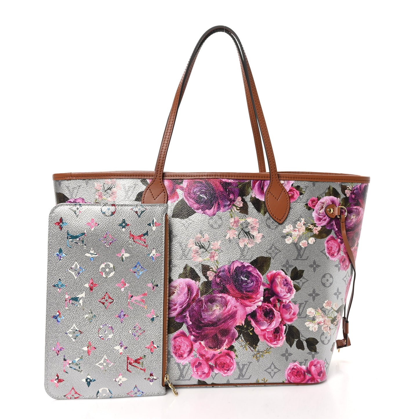 Metallic Monogram LV Garden Neverfull MM Silver
