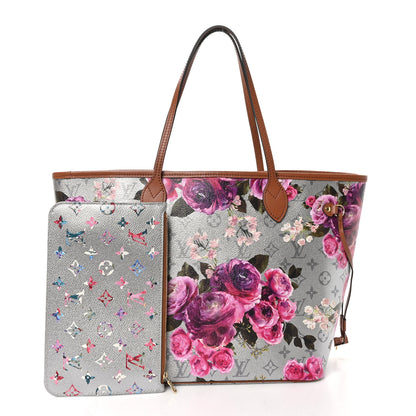 Louis Vuitton Metallic Monogram LV Garden Neverfull MM Silver 3 of 10