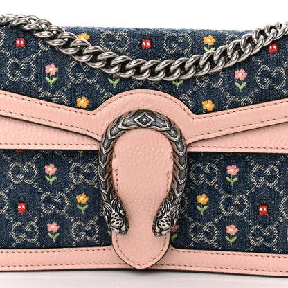 Gucci New Denim Dollar Calfskin Floral GG Monogram Small Dionysus Shoulder Bag Blue Tea Multicolor Powder Pink 8 of 10