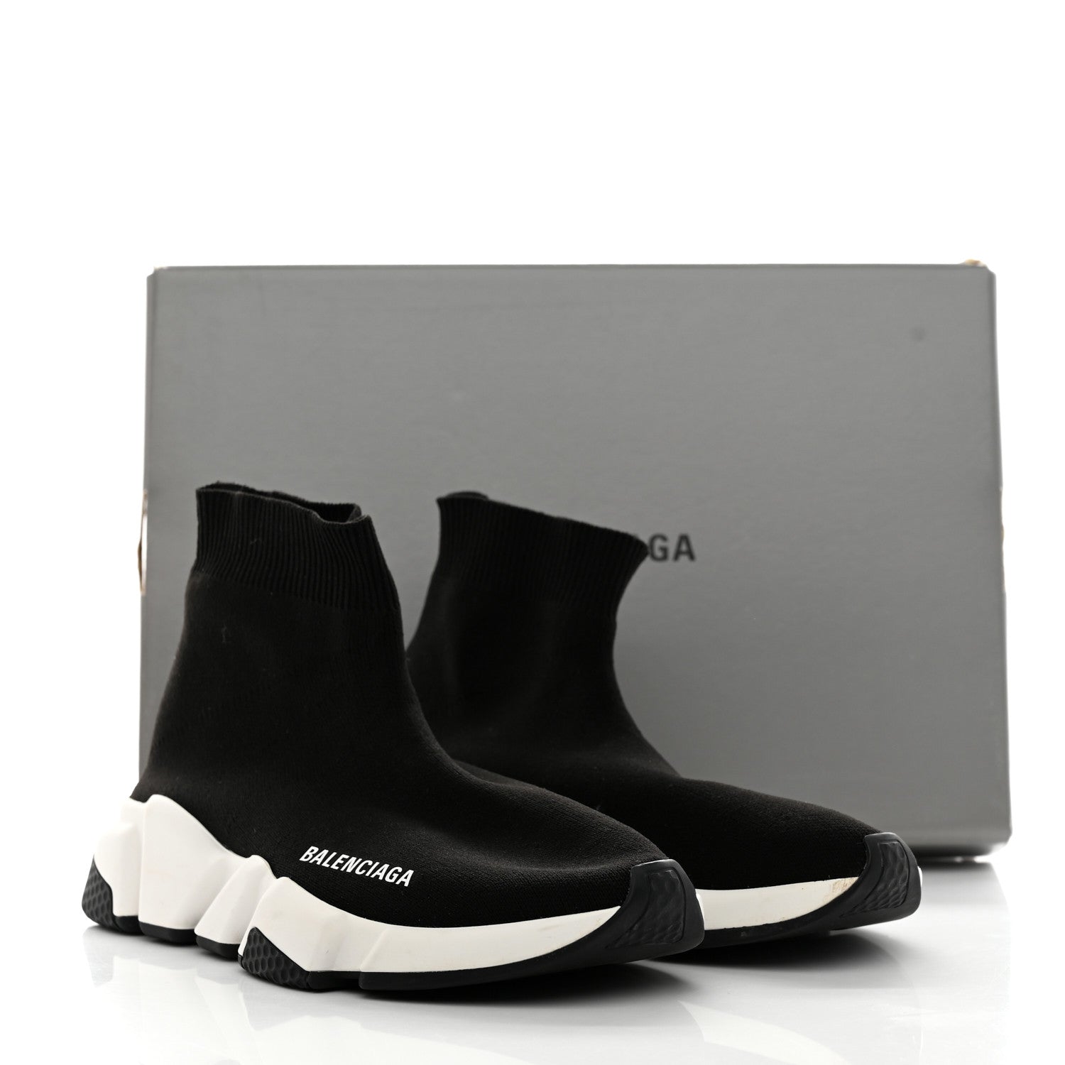 Balenciaga Neoprene Knit Womens Speed Sneakers 37 Black White 16 of 16