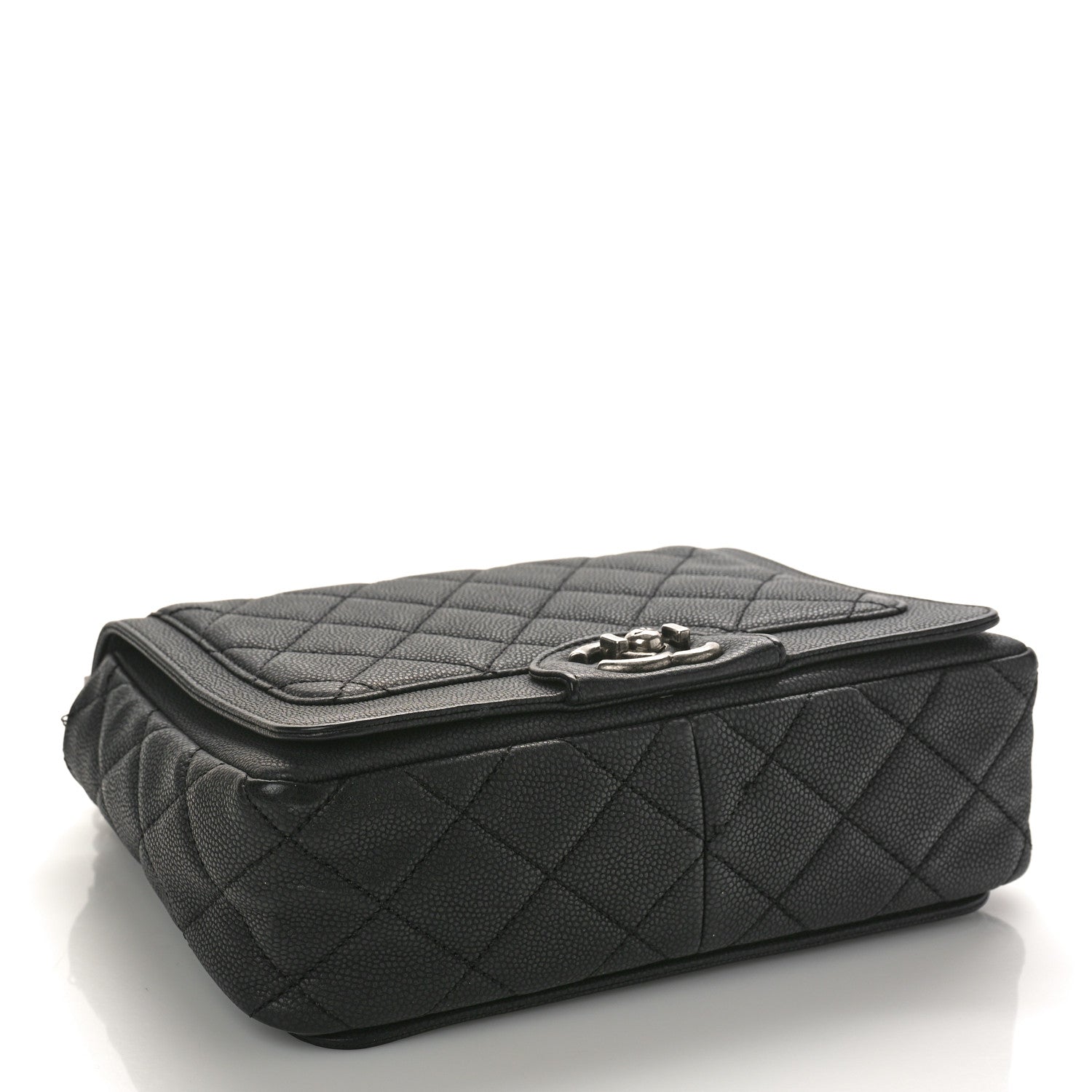 Chanel Washed Caviar Quilted Small Square Turn Around Ligne Flap Dark Grey 4 of 14