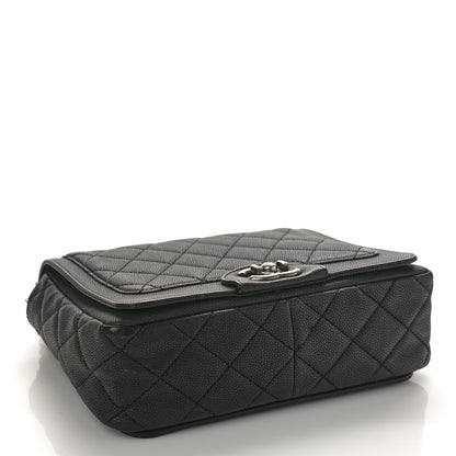 Chanel Washed Caviar Quilted Small Square Turn Around Ligne Flap Dark Grey 4 of 14