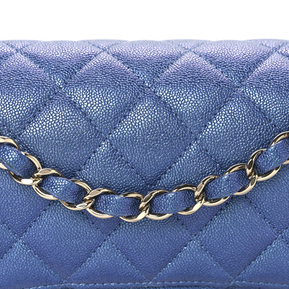 Chanel Iridescent Caviar Quilted Small Double Flap Dark Blue 8 of 10
