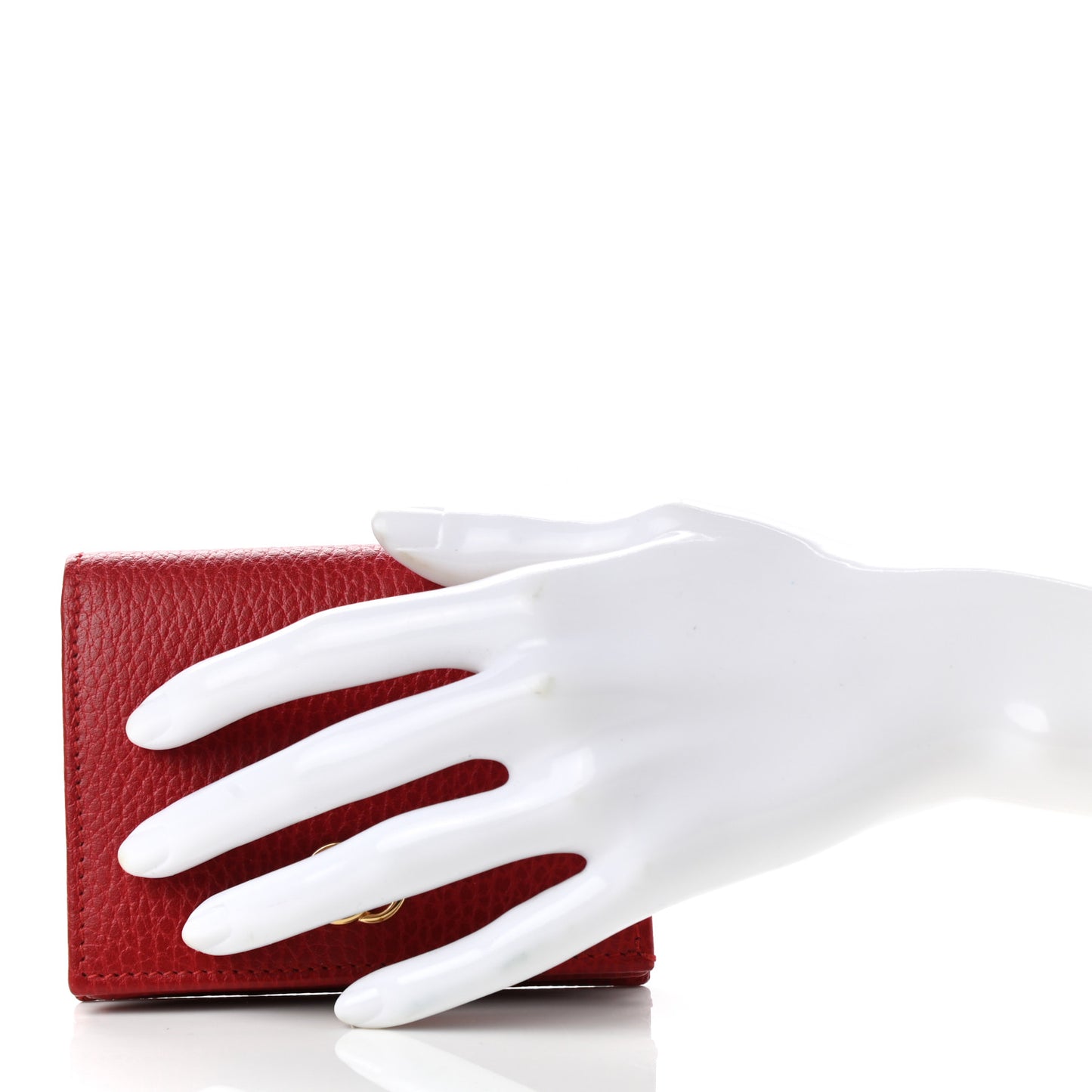 Pebbled Calfskin GG Marmont Card Case Hibiscus Red