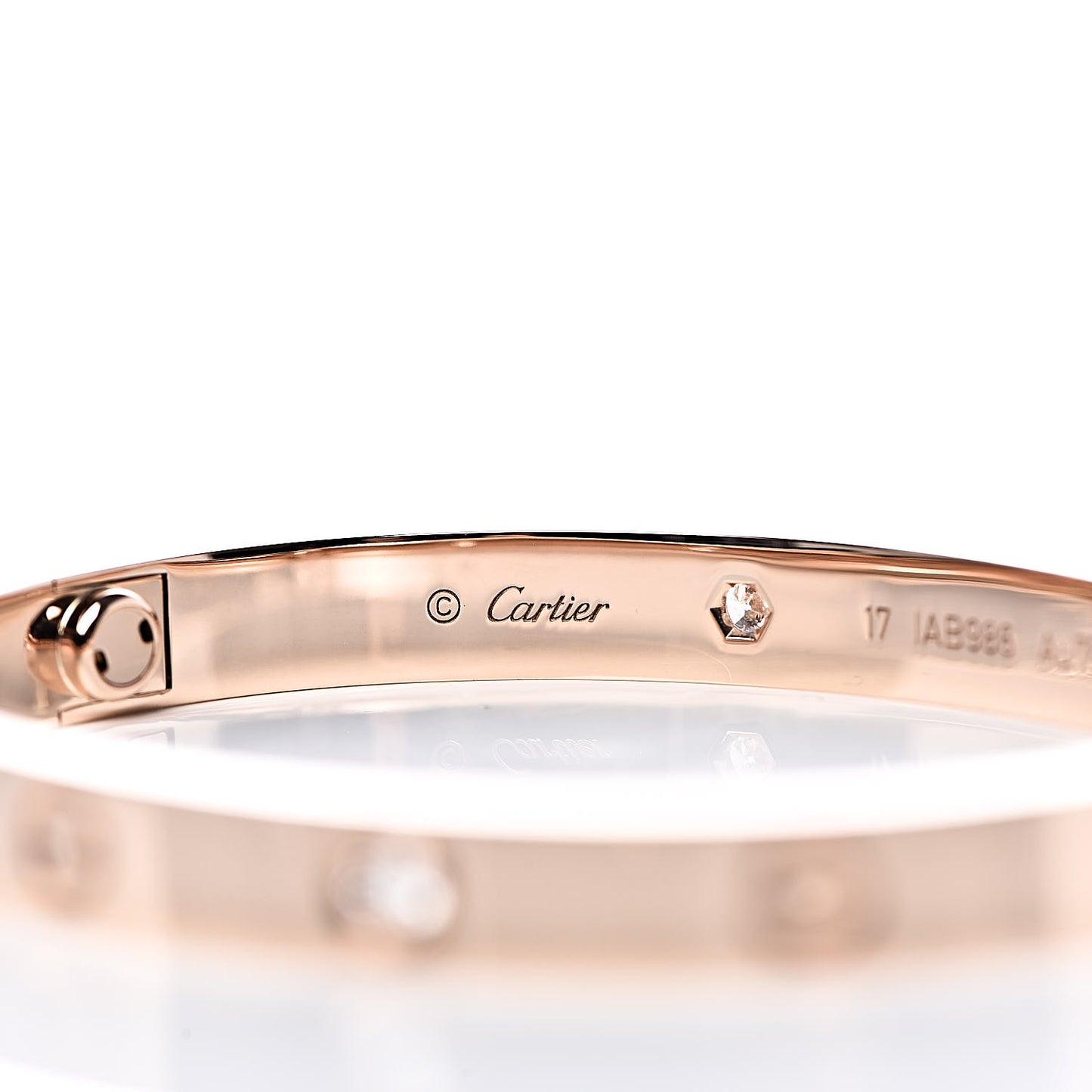 18K Pink Gold 4 Diamond LOVE Bracelet 17