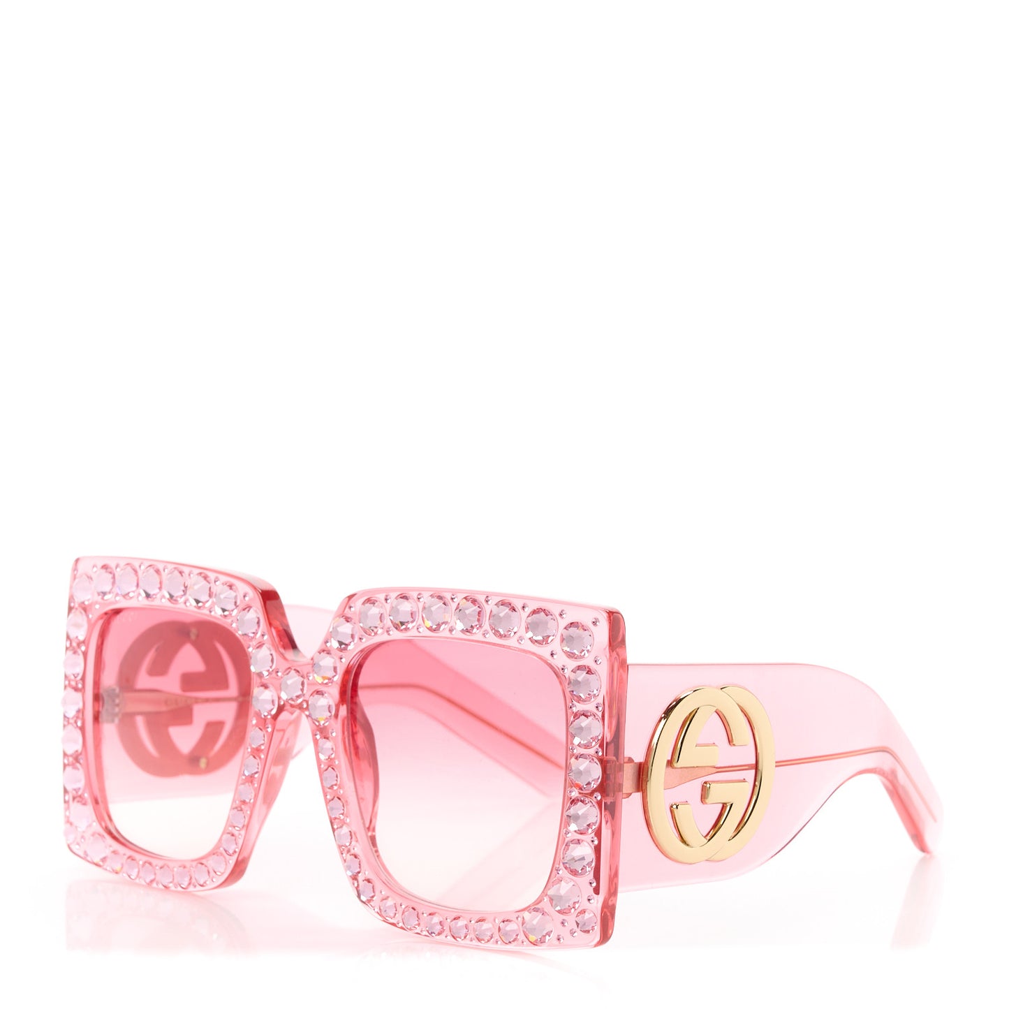 Acetate Crystal Oversize Sunglasses GG0145S Pink
