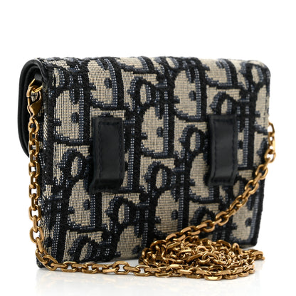 Christian Dior Oblique Nano Saddle Chain Pouch Blue 3 of 7