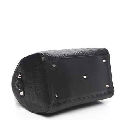 Versace Calfskin Studded Logo Embossed Satchel Black 4 of 9