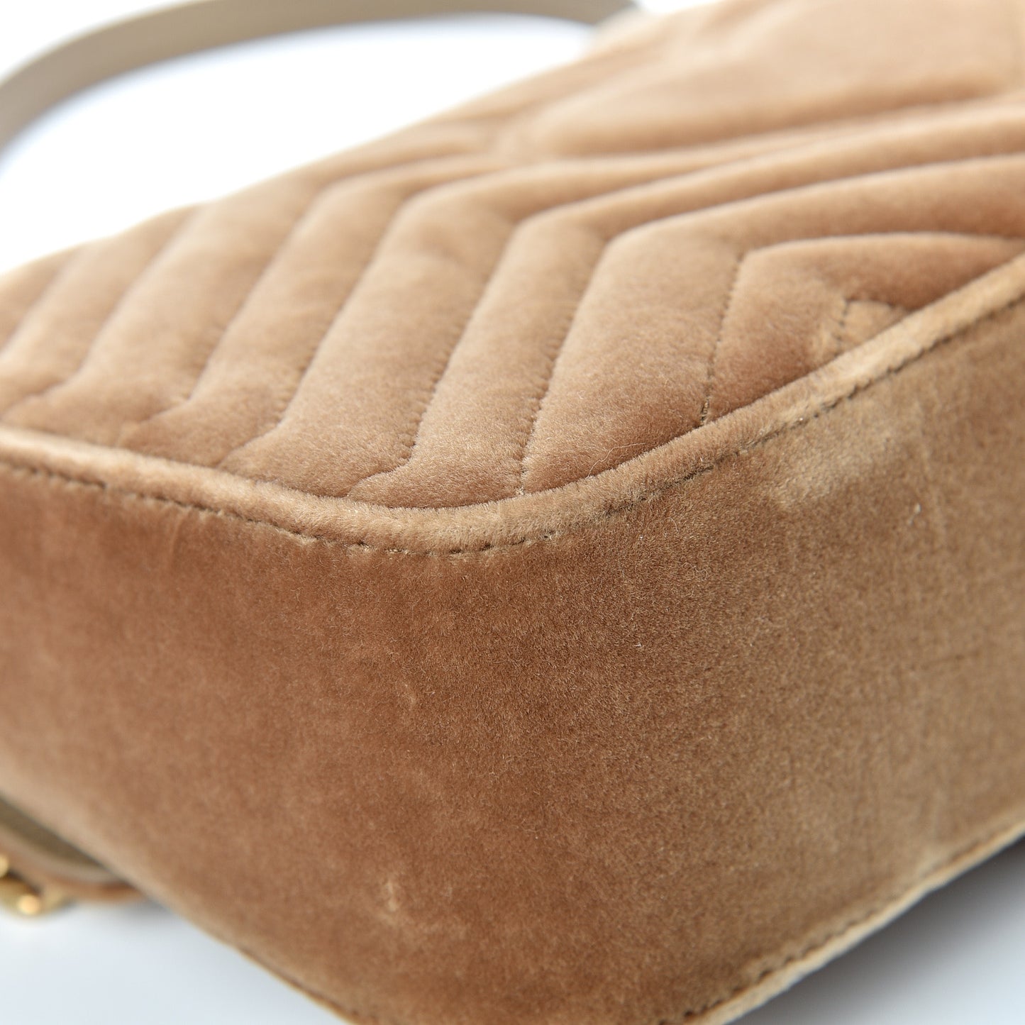 Velvet Matelasse Small GG Marmont Shoulder Bag Taupe