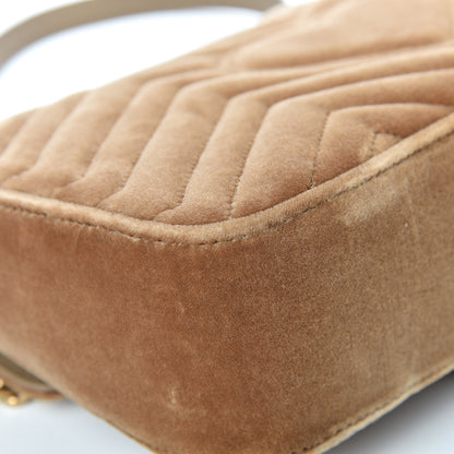 Gucci Velvet Matelasse Small GG Marmont Shoulder Bag Taupe 11 of 12