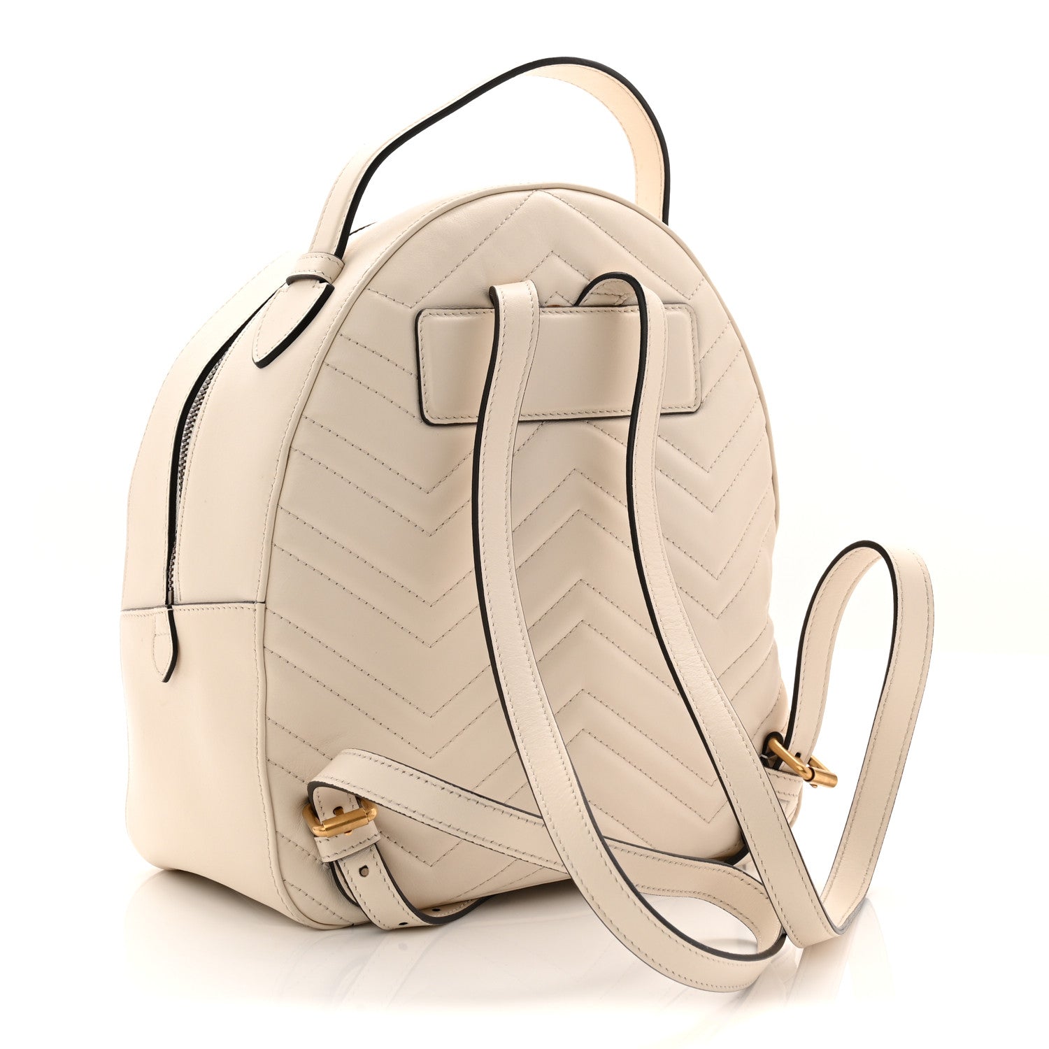 Gucci Calfskin Matelasse GG Marmont Dome Backpack White 3 of 14