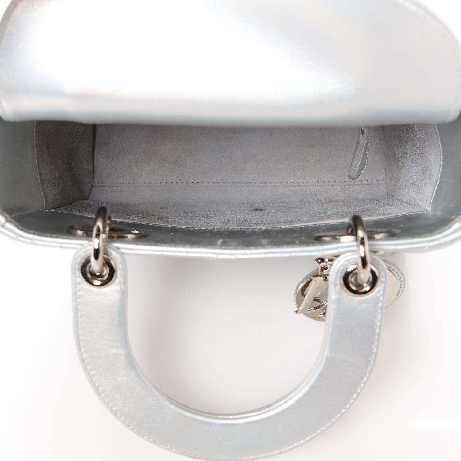 Christian Dior Iridescent Metallic Lambskin Cannage Small My ABCDior Lady Dior Silver 5 of 10