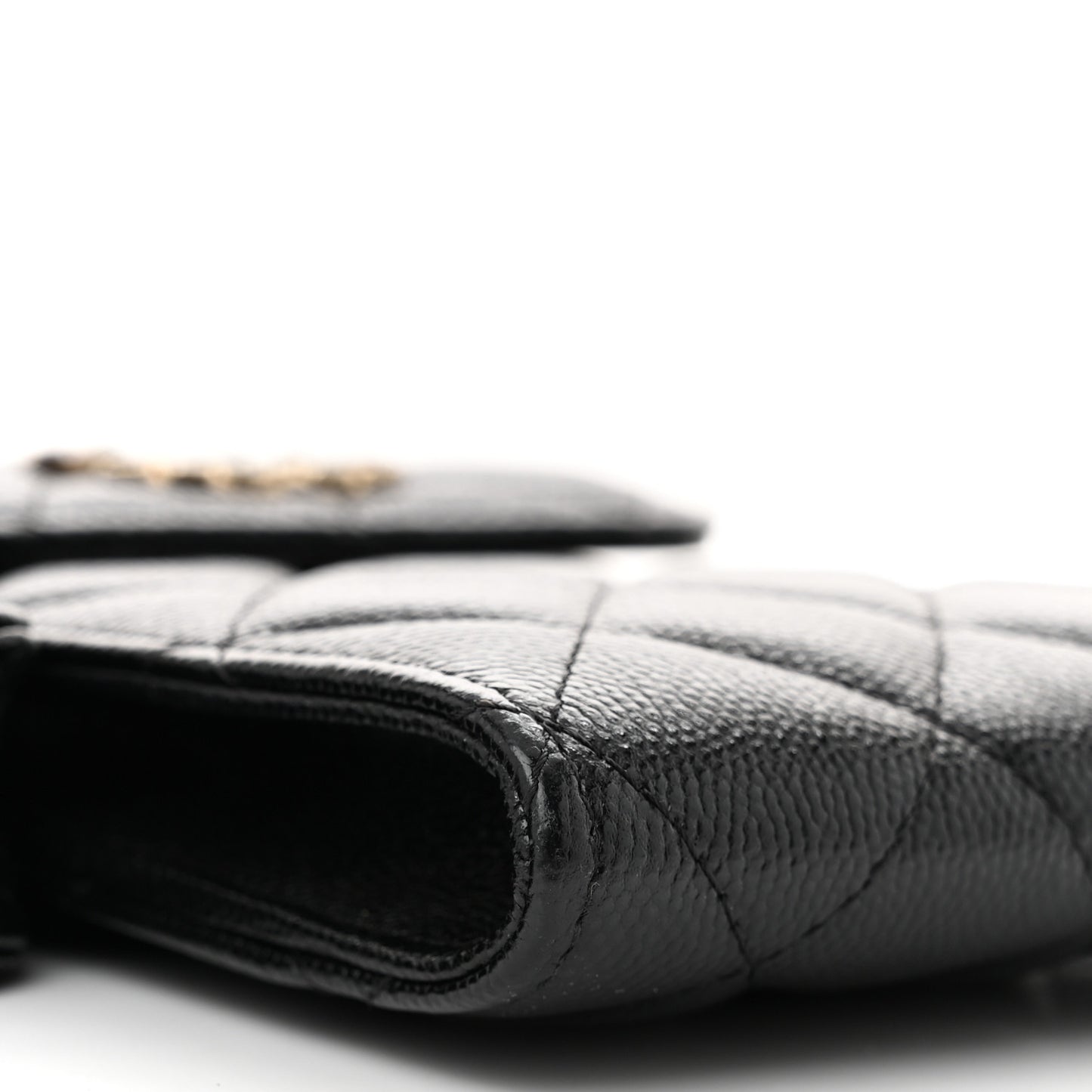 Caviar Quilted Crystal CC Airpods Pro and Phone Case With Chain Black