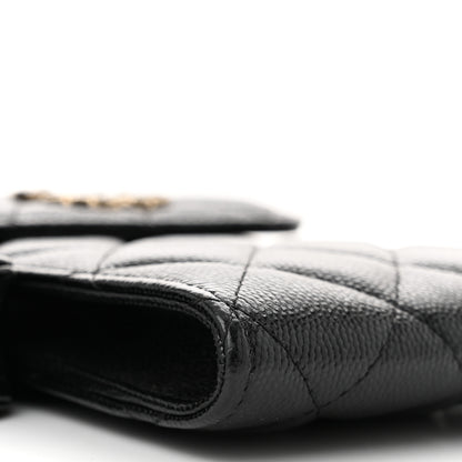 Chanel Caviar Quilted Crystal CC Airpods Pro and Phone Case With Chain Black 9 of 12