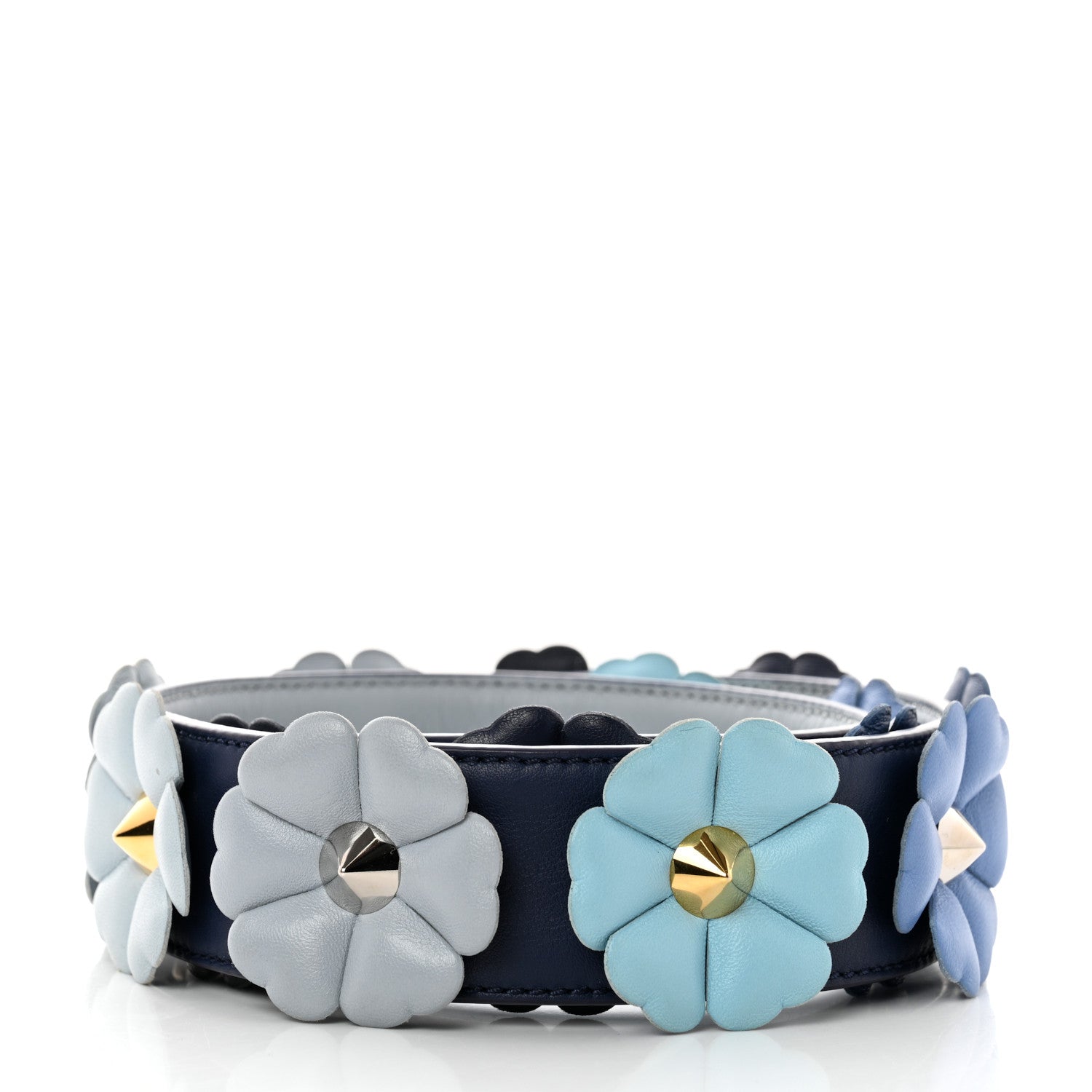 Fendi Vitello Dolce Flowerland Bi-Color Studded Strap You Blueberry Azzurro Polvere Multicolor 2 of 5