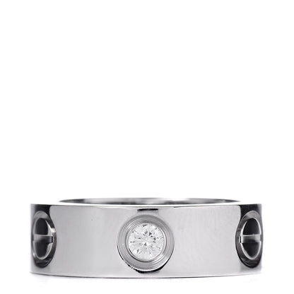 Cartier 18K White Gold 3 Diamond 5.5mm LOVE Ring 47 4 3 of 5