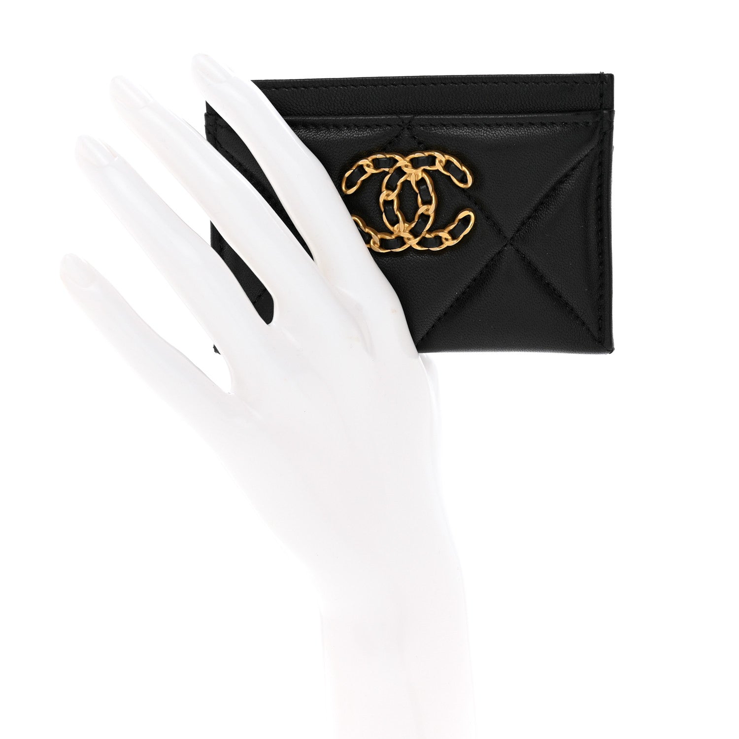 Chanel Lambskin Quilted Chanel 19 Card Holder Black 2 of 10