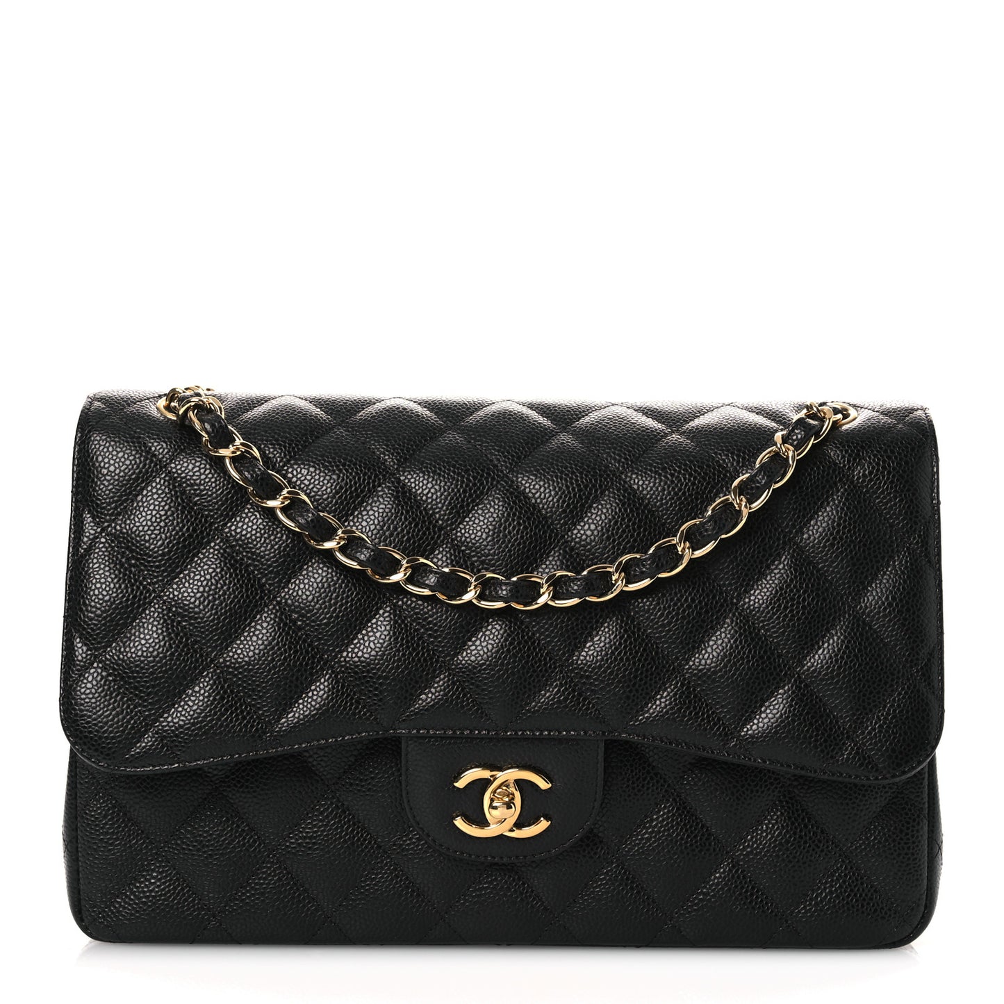 Caviar Quilted Jumbo Double Flap Black