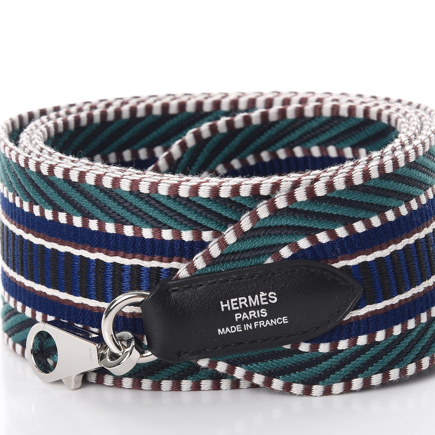 Hermes Toile Swift 50mm Sangle Cavale Shoulder Strap Malachite Bleu Electrique Black 4 of 7