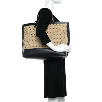 Saint Laurent Canvas All-Over Monogram Cabas Tote Beige Black 2 of 10
