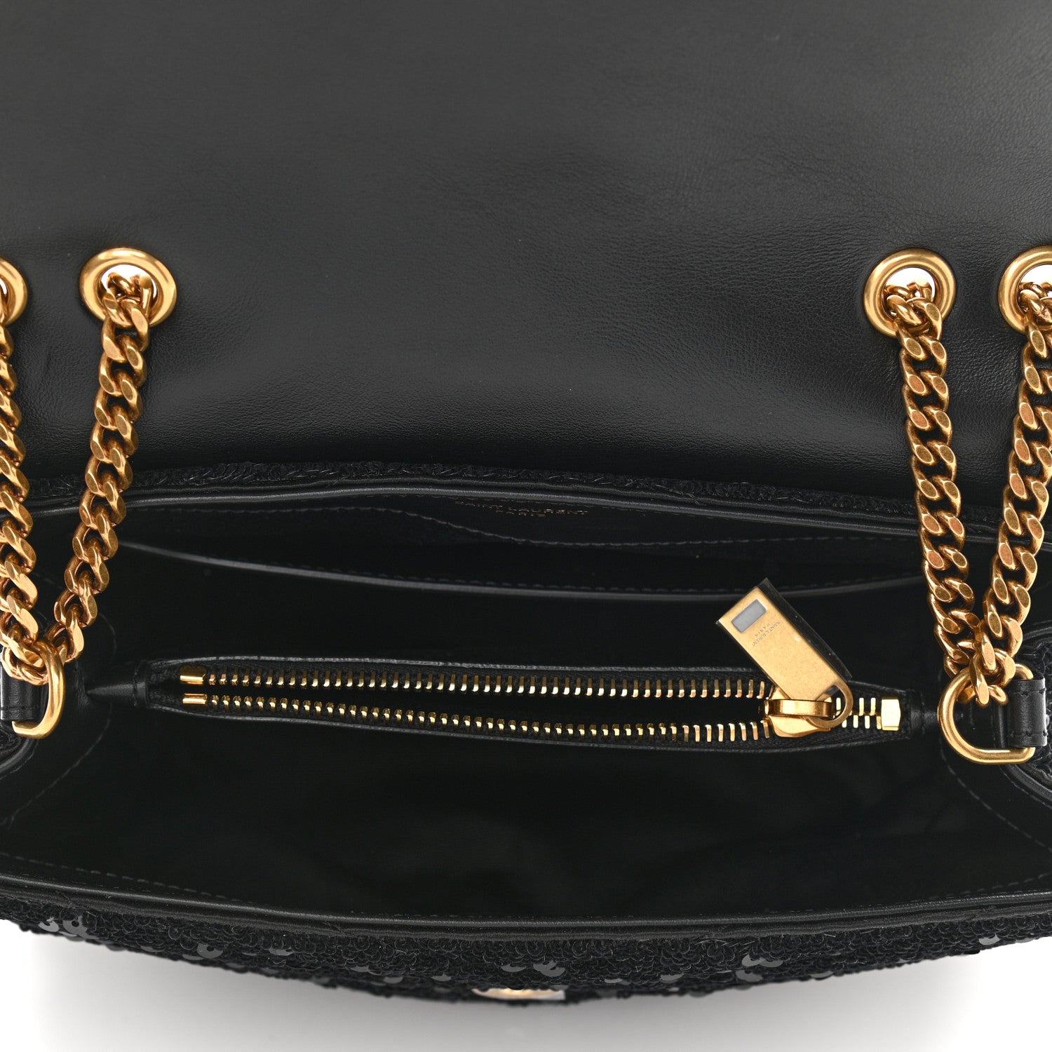 Saint Laurent Sequin Y Quilted Monogram Small Loulou Chain Satchel Black 5 of 11