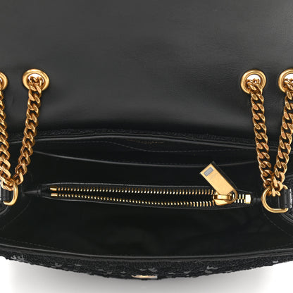 Saint Laurent Sequin Y Quilted Monogram Small Loulou Chain Satchel Black 5 of 11