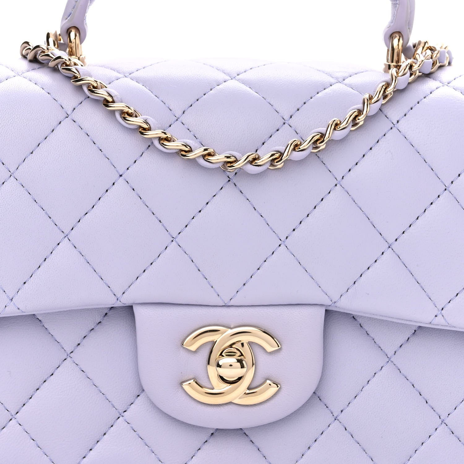 Chanel Lambskin Quilted Mini Top Handle Rectangular Flap Light Purple 7 of 10