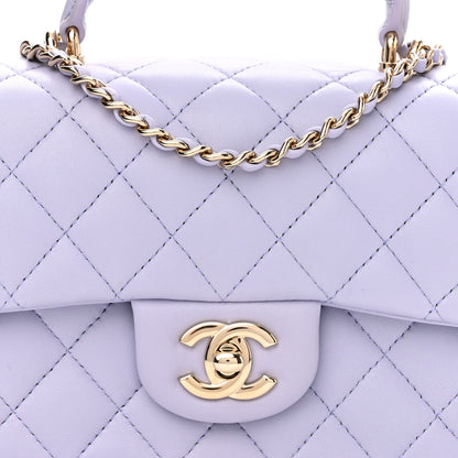 Chanel Lambskin Quilted Mini Top Handle Rectangular Flap Light Purple 7 of 10