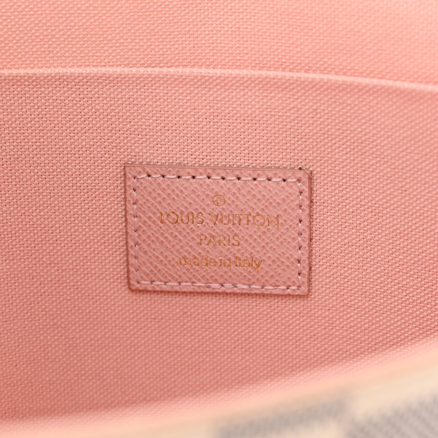 Damier Azur Pochette Felicie Chain Wallet Rose Ballerine