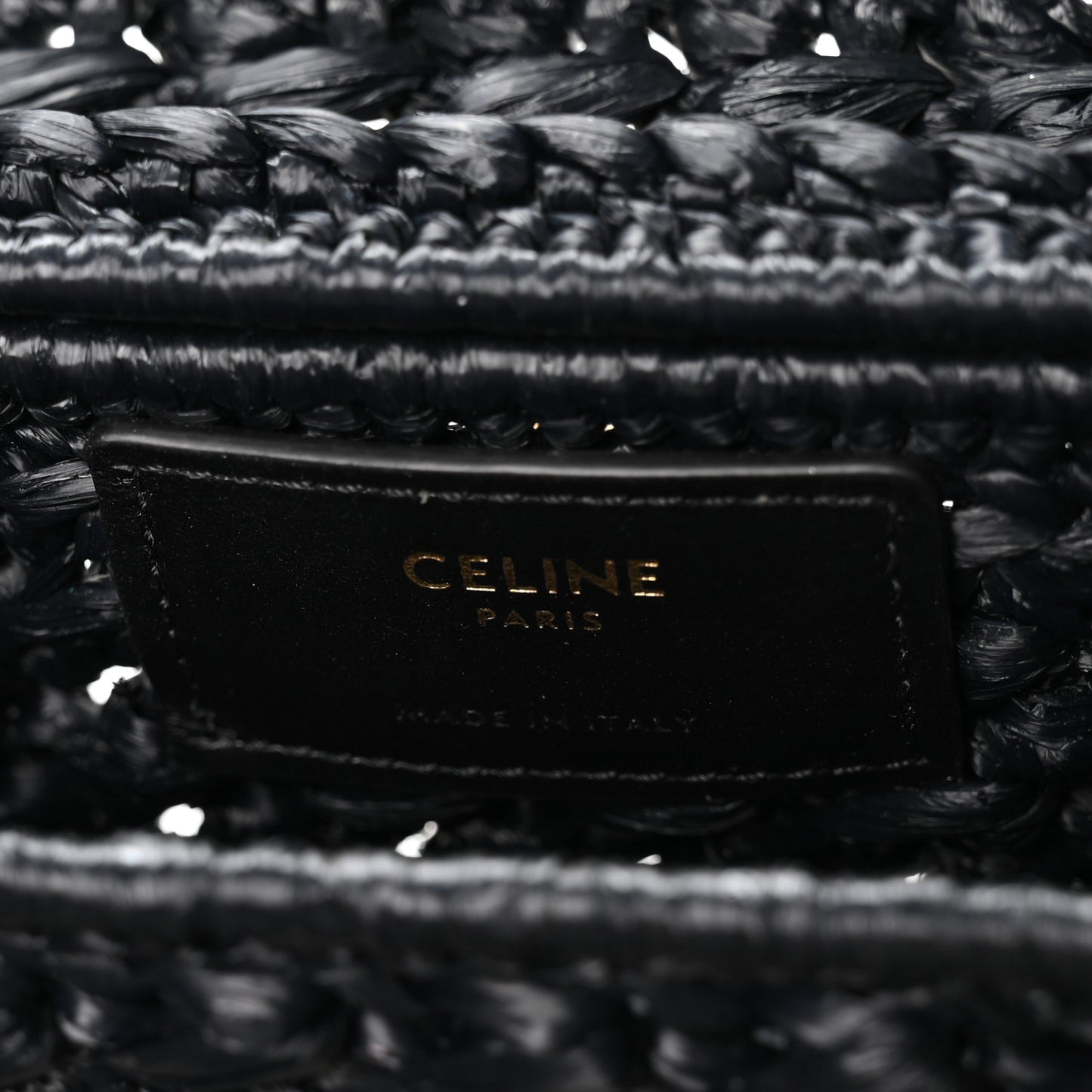 Raffia Effect Claude Chain Shoulder Bag Black