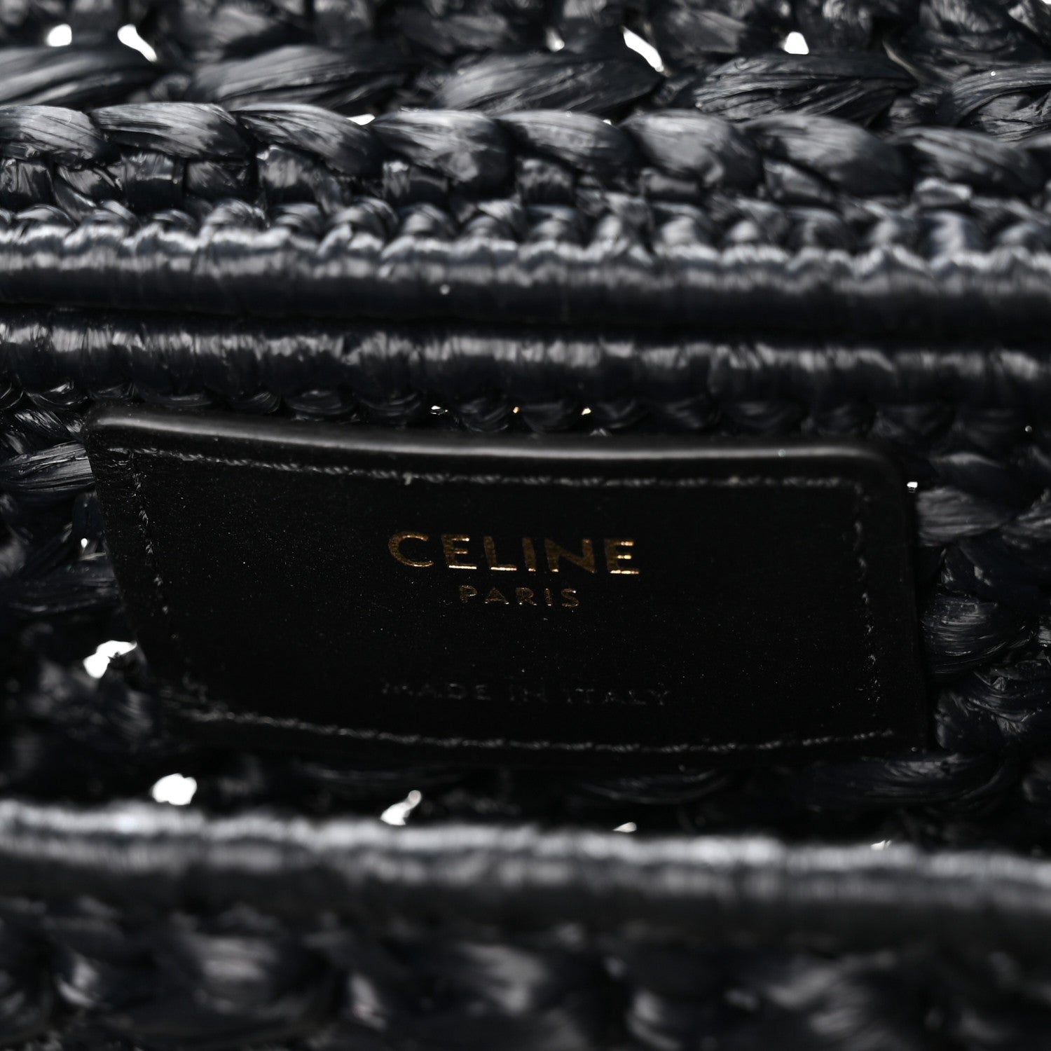 Celine Raffia Effect Claude Chain Shoulder Bag Black 6 of 10