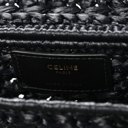 Celine Raffia Effect Claude Chain Shoulder Bag Black 6 of 10