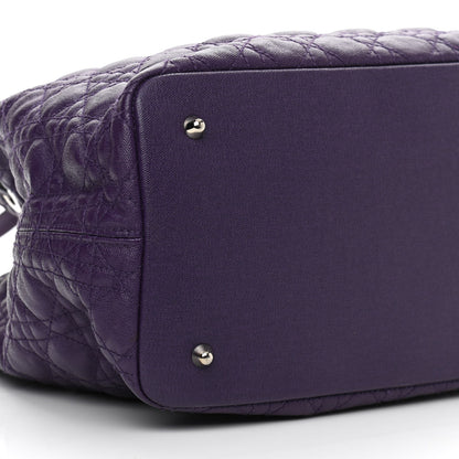 Christian Dior Coated Canvas Cannage Medium Panarea Tote Purple 9 of 11