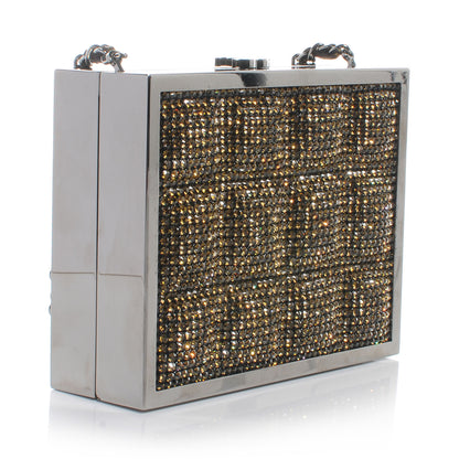 Chanel Crystal Square Quilted Box Clutch Bronze 3 of 8