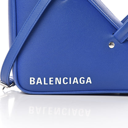 Balenciaga Shiny Day Calfskin Logo XS Triangle Duffle Bleu Roi White 11 of 11