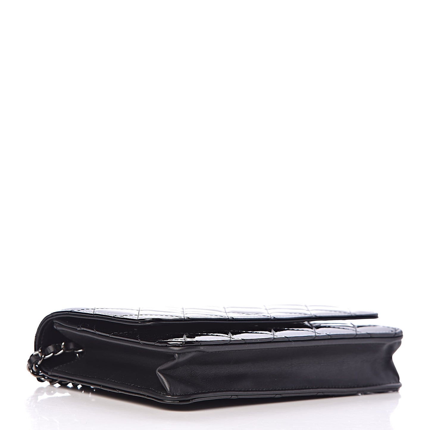 Patent Quilted Wallet On Chain WOC Black
