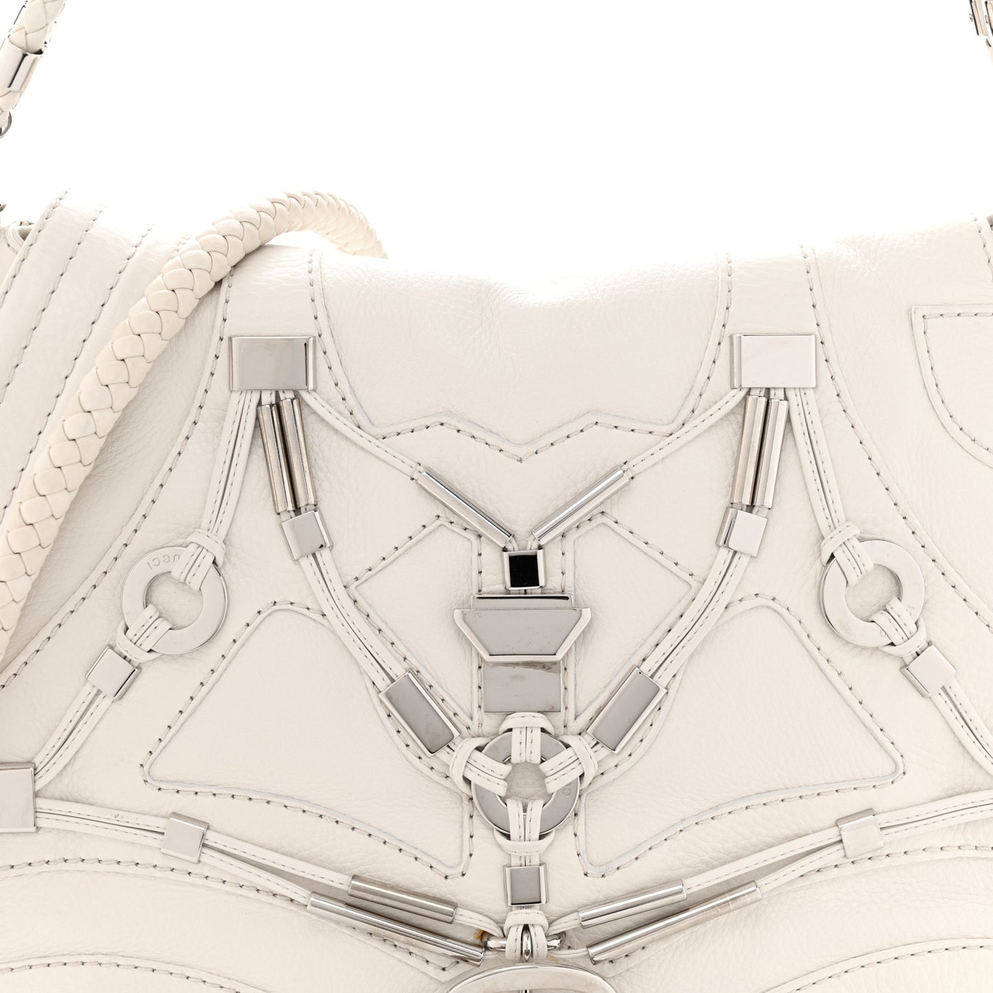 Calfskin Techno Horsebit Large Flap White